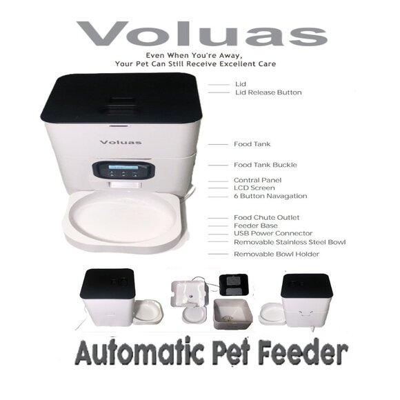 🛑 VOLUAS Automatic ➕🆒 PET FEEDER Timer Auto Cat Dog BOWL Control 💸BUY NOW‼️ - Picture 1 of 16
